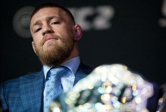 LAS VEGAS, NV - MARCH 3: UFC featherweight champion Conor McGregor speaks to the media during the UFC 196 Press Conference at David Copperfield Theater in the MGM Grand Hotel/Casino on March 3, 2016 in Las Vegas, Nevada. (Photo by Brandon Magnus/Zuffa LLC/Zuffa LLC via Getty Images)