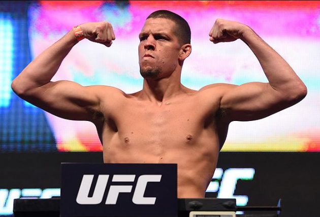 LAS VEGAS, NV - MARCH 04: Nate Diaz weighs in during the UFC 196 Weigh-in at the MGM Grand Garden Arena on March 4, 2016 in Las Vegas, Nevada. (Photo by Josh Hedges/Zuffa LLC/Zuffa LLC via Getty Images)