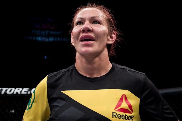 BRASILIA, BRAZIL - SEPTEMBER 24: Cris Cyborg of Brazil celebrates victory over Lina Lansberg of Sweden in their catchweight UFC bout during the UFC Fight Night event at Nilson Nelson gymnasium on September 24, 2016 in Brasilia, Brazil. (Photo by Buda Mendes/Zuffa LLC/Zuffa LLC via Getty Images)