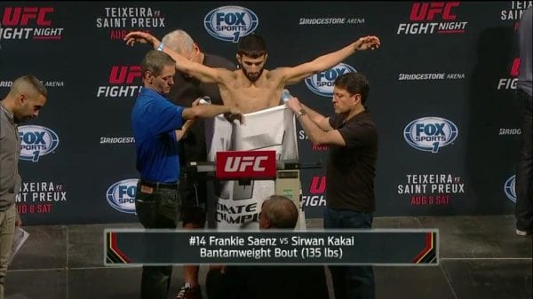 135 Ibs.- Frankie Saenz (136 lbs) vs. Sirwan Kakai (136 lbs) UFC Fight Night Nashville- Official Weigh-In