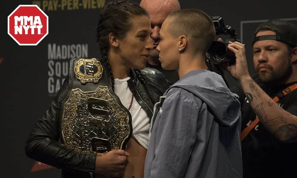 Joanna Jedrzejczyk och Rose Namajunas staredown