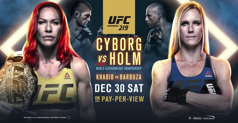 UFC 219 poster Cris Cyborg Holly Holm Khabib Nurmagomedov Edson Barboza MMA MMAnytt