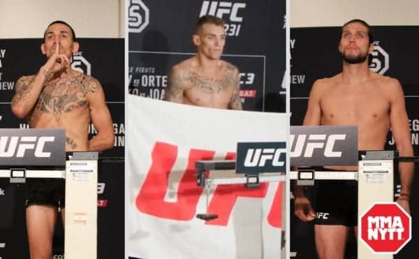 Max Holloway Brian Ortega Renato Moicano UFC 231 Weigh In MMAnytt