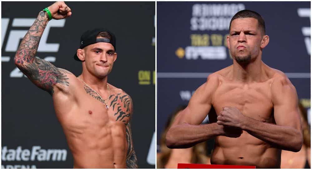 Dustin Poirier / Nate Diaz (© Adam Hagy / © Gary A. Vasquez-USA TODAY Sports)