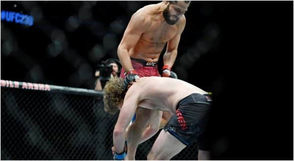 Jorge Masvidal skrev in sig i historieböckerna genom att knocka Ben Askren på 5 sekunder i samband med UFC 239 Jones vs. Santos den 6 juli 2019. Foto: Stephen R. Sylvanie-USA TODAY Sports