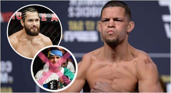 Nate Diaz Jorge Masvidal Gilbert Burns (© Gary A. Vasquez © Stephen R. Sylvanie-USA TODAY Sports)