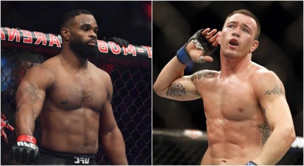 Tyron Woodley Colby Covington (© Stephen R. Sylvanie & © David McIntyre-USA TODAY Sports)