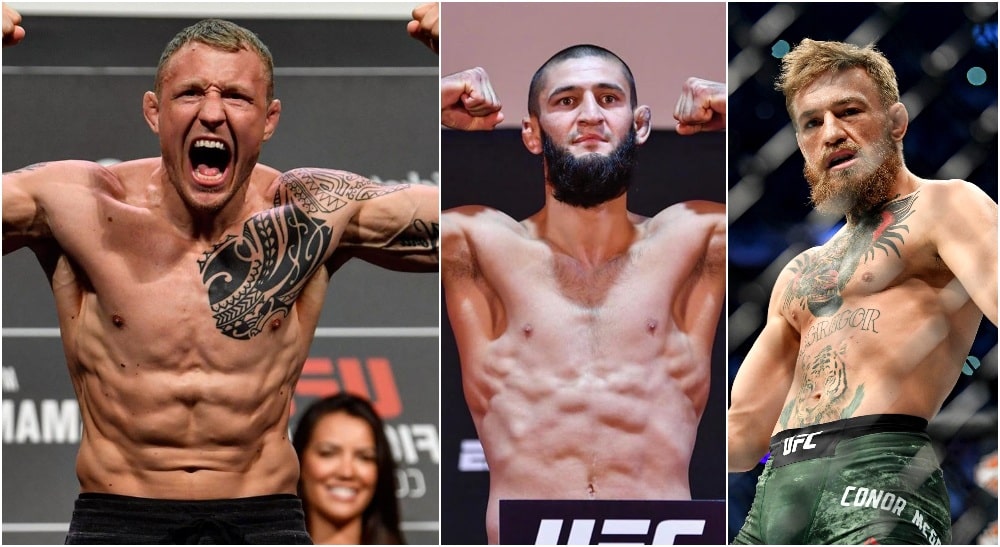 Jack Hermansson Khamzat Chimaev Conor McGregor (© Stephen R. Sylvanie-USA TODAY Sports)