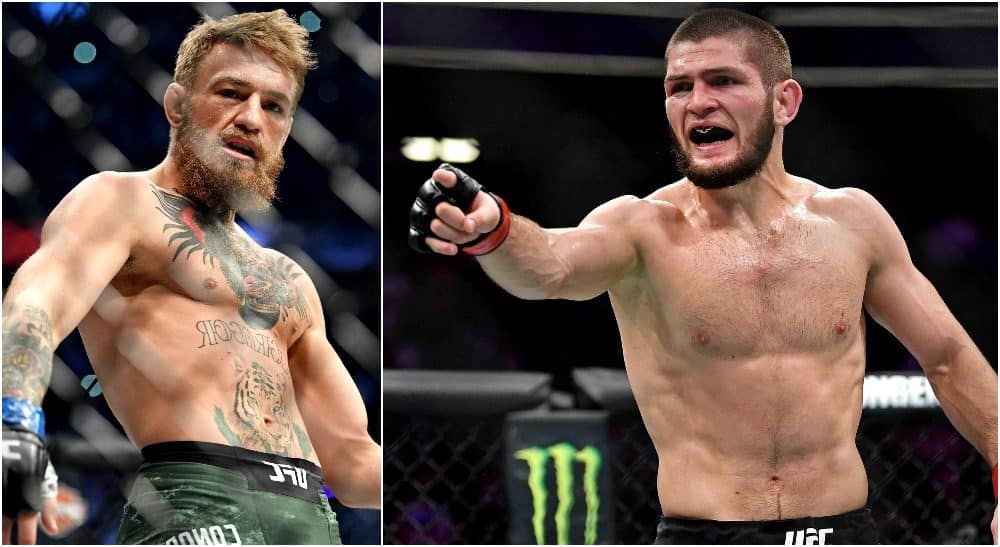 Khabib Nurmagomedov, Conor McGregor (© Stephen R. Sylvanie-USA TODAY Sports)