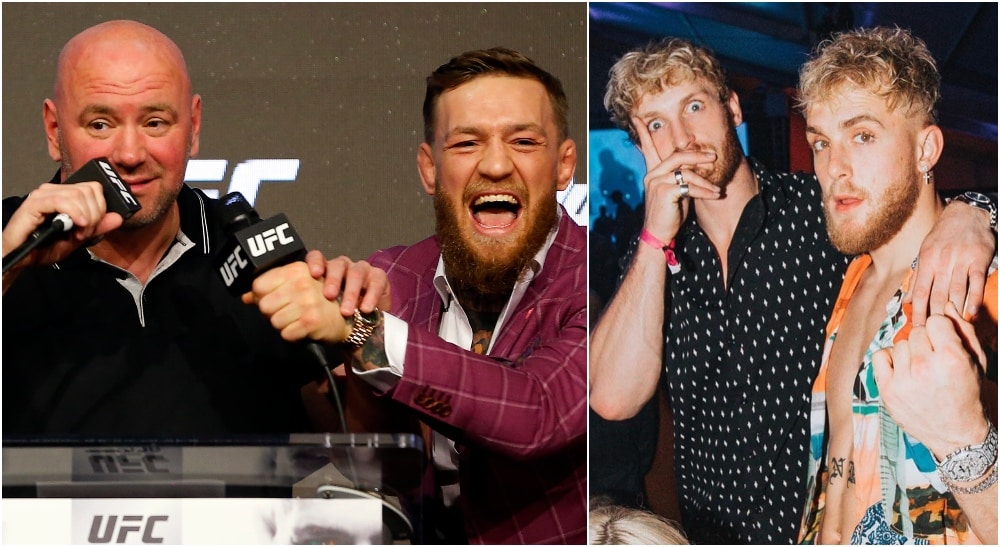 Dana White Conor McGregor Logan Paul Jake Paul (© Noah K. Murray-USA TODAY Sports)