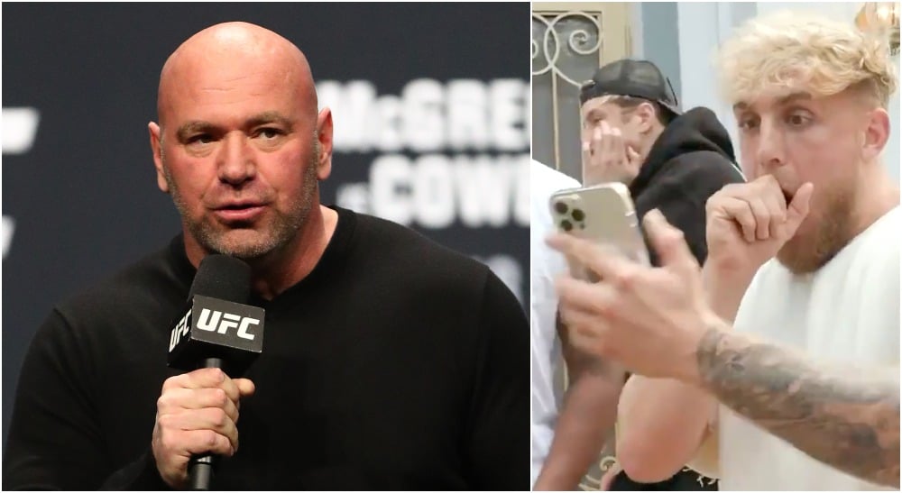 Dana White Jake Paul (© Mark J. Rebilas-USA TODAY Sports)