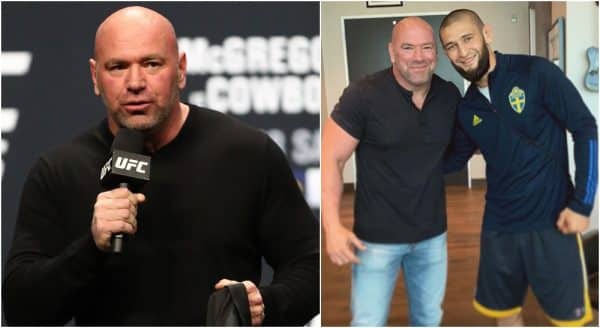 Dana White Khamzat Chimaev (© Mark J. Rebilas-USA TODAY Sports)