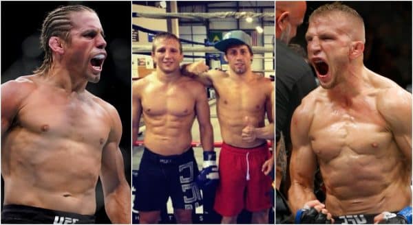 Urijah Faber TJ Dillashaw (© Kyle Terada-USA TODAY Sports + Instagram @TJDillashaw)